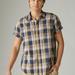 Lucky Brand Plaid Short Sleeve Utility Shirt - Men's Clothing Outerwear Shirt Jackets in Pink Multi, Size S