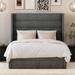 Wade Logan® Breaanna Queen Bed Frame w/ Storage Drawers Charcoal, Tall Headboard | 59.8 H x 68.5 W x 83.9 D in | Wayfair