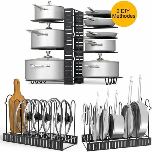 Topfregal, 2 diy Methoden Topfhalter Edelstahl Küchenregal mit 8 verstellbaren Fächern Perfekt für