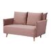 52 Inch Sofa Bed Twin Size Futon, Loose Pillow Back, Soft Pink Fabric
