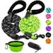 LOBEVE 2-Pack Reflective Dog Leash Set with Padded Handles for Medium to Large Dogs - Includes Collapsible Pet Bowl and Garbage Bags for Convenient On-the-Go Use(1/2 x 5 FT Green)
