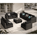 Grezone 9 Pieces Outdoor Patio Furniture PE Wicker Rattan Sectional Sofa Patio Conversation Sets