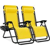 Best Choice Products Set of 2 Zero Gravity Lounge Chair Recliners for Patio Pool w/ Cup Holder Tray - Sunflower Yellow