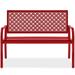 Best Choice Products Indoor Outdoor Steel Garden Bench w/ Geometric Backrest Foot Levelers - Rose Red