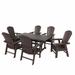 WestinTrends Dylan Adirondack Outdoor Dining Set for 6 All Weather Poly Lumber Patio Table and Chairs Set of 6 71 Trestle Outdoor Table and Seashell Adirondack Dining Chair Dark Brown