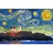 New England Starry Night Lighthouse (12x18 Wall Art Poster Room Decor)