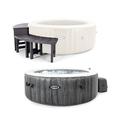 Intex PureSpa Plus Greywood Inflatable Hot Tub Jet Spa w/ Accessory Benches