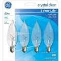 GE crystal clear 60 watt bent tip 4-pack