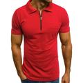 Hfyihgf Men s Zip Up Polo Shirts Slim Fit Casual Short Sleeve Stretch Muscle Golf Shirts Athletic Pocket Shirts(Red L)