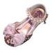 High Heels for Kids Size 13 Fashion Summer Girls Sandals Dress Performance Dance Shoes Flat Light Sequins Pearl Mesh Bow Buckle Slippers for Girls under 5