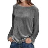 Womens Boat Neck Velvet Long Sleeve Shirts Elegant Lightweight Solid Color Pullover Tops Sweatshirts Fall Clothing