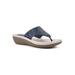 Wide Width Women's Cienna Sandals by Cliffs in Navy Fabric (Size 9 1/2 W)