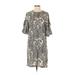 H&M Casual Dress - Shift Crew Neck Short sleeves: Gray Paisley Dresses - Women's Size 4 - Print Wash