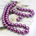 Ensemble de collier de perles de verre violet pour femme collier de 12mm bracelet 18 " boucle
