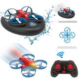 Mini Drones for Kids GIUGT 3 in 1 Flying Air Boat Water Land and Air Quadcopter RC Drone 3 Speeds & 360Â° Rolling Four Axis Aircraft High Speed Drift Car RC Foam Boat Toys for Adults and Kids
