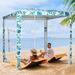 Outsunny Quick Beach Cabana Canopy Umbrella, 8' Easy-Assembly Sun-Shade Shelter with Sandbags and Carry Bag, Cool UV50+