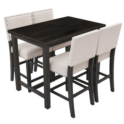 Counter Height Dining Table Set with 4 Upholstered...