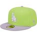 Men's New Era Neon Green/Lavender Los Angeles Dodgers Spring Color Two-Tone 59FIFTY Fitted Hat