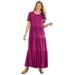 Plus Size Women's Short-Sleeve Tiered Dress by Woman Within in Raspberry (Size 14/16)