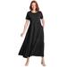 Plus Size Women's Short-Sleeve Tiered Dress by Woman Within in Black (Size 26/28)