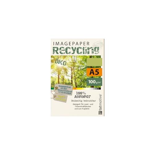 TATMOTIVE Imagepaper Recyclingpapier Öko 100g/qm A5, FSC zertifiziert, geeignet für alle Drucker, 2000 Blatt Kopierpapier Druckerpapier nachhaltig