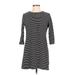 MNG Casual Dress - A-Line Crew Neck 3/4 sleeves: Black Color Block Dresses - Women's Size 6