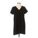 Zara TRF Casual Dress - Mini V Neck Short sleeves: Black Solid Dresses - Women's Size X-Small
