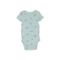 Carter's Short Sleeve Onesie: Green Bottoms - Size 3 Month