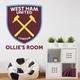 Beautiful Game West Ham United Football Club Official Personalised Name & Crest Wall Sticker + West Ham United Decal Set Mural (90cm)