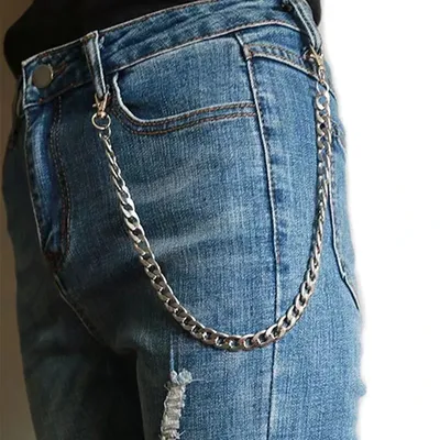 Ceinture en métal à breloques pour hommes pantalon hélicoptère hip-hop rock punk rue clé