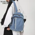 Mara's replDenim Canvas Backpack for Women High Capacity for Teenager Girls Female Fashion
