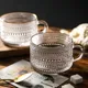 Verre Transparent Gaufré Rétro avec Poignée Tasse à Café pour Dessert Lait Thé