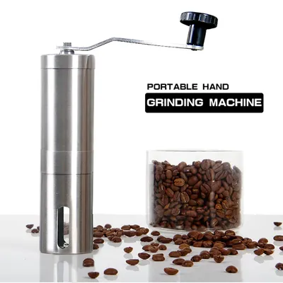Mini moulin à café manuel en acier inoxydable en argent fait à la main outils de cuisine