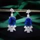 Boucles d'oreilles imitation saphir pour femme bijoux en cristal bleu pour mariage fiançailles