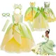 Costume de Princesse La Grenouille Tiana pour Fille Tenue de ixd'Halloween et de Noël Vêtements de