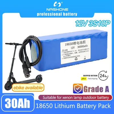 Batterie Lithium-Ion Rechargeable 3S10P pour Vélo Électrique Hoverboard 18650 30Ah 30000mAh