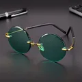 Vazrobe-Lunettes de soleil en verre vert foncé pour homme et femme verres ronds sans bords grande