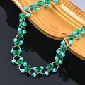 SINLEERY-Collier Ras du Cou en Acier Inoxydable pour Femme Perles Bleues Cubiques Bijoux à la