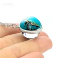 Collier boule de verre avec pendentif en cristal bijoux océArabes étoile de mer bleue tortue
