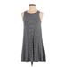 Madewell Casual Dress - A-Line Crew Neck Sleeveless: Gray Print Dresses - Women's Size Small