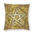 Wicca – housse de coussin rustique livre des ombres en cuir orné de Pentacle pentagramme taie