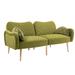 Mid Century Modern Velvet Loveseats Sofa with 2 Bolster Pillows，65 Inch Couches Accent Sofa for Living Room