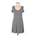 Charlotte Russe Casual Dress - A-Line Scoop Neck Short sleeves: Gray Color Block Dresses - Women's Size Medium