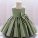 cllios Toddler Girls Satin Embroidery Rhinestone Bowknot Birthday Party Gown Long Dresses