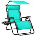 Best Choice Products Folding Zero Gravity Recliner Patio Lounge Chair w/ Canopy Shade Headrest Tray - Mint