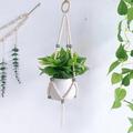 Macrame Plant Hangers Outdoor Indoor Wall Hanging Planters Handmade Hanging Plant Holder Basket Stand Flower Pot Holder for Indoor Outdoor Boho Home Decor(4 Legs No Pot)