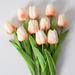 10 Pcs Artificial Tulips Flowers Real Touch Tulips for Wedding Bouquets Real Feel PU Tulips for Home Wedding Party Decor Floral Arrangement Table Decor