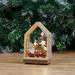 Realyc Christmas Wooden House Luminous Reusable Useful LED Lighted Wooden Christmas House