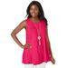 Plus Size Women's Stretch Knit Sleeveless Swing Tunic by Jessica London in Pink Burst (Size 30/32) Long Shirt