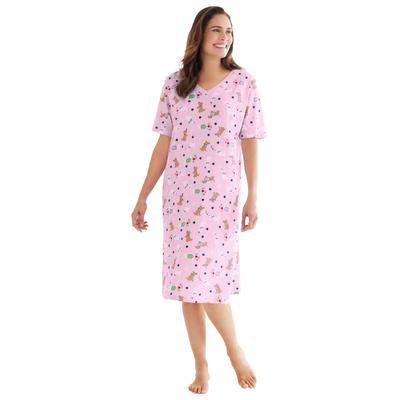 Plus Size Women's Print Sleepshirt by Dreams & Co. in Pink Spring Dog (Size 3X/4X) Nightgown